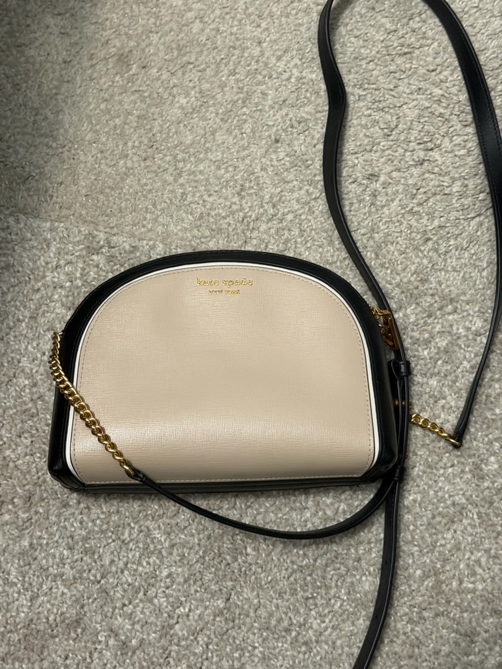 kate spade Cream and Black Half-Moon Crossbody NWOT